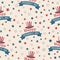 Presidents Day seamless pattern with hat of Uncle Sam and stars on beige background. Washingtons Birthday