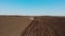 Presowing tillage, clear sky, shooting from a copter