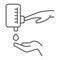 Press button hand to pump liquid soap thin line icon, wash and hygiene, hand and soap sign, vector graphics, a linear