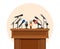 Press conference podium. Tribune for debate speaker with journalist microphone. Platform for interview or public