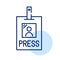 Press pass in a holder. ID badge for news reporters. Pixel perfect icon