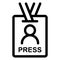 Press pass ID card line icon. Journalist visitor pass, vector illustration