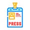 press pass news media color icon vector illustration