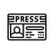press pass news media line icon vector illustration