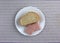 Pressed pork canned meat sandwich on wheat bread