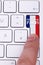 Pressing pray for Paris sign on key with France flag