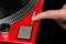 Pressing the turntable speed button with your finger