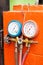 Pressure Air Gauge Hang on Orange Wall