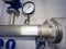 Pressure chrome steel pipes in chemical or food operation, valves and press flanges