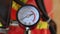 Pressure gauge of air compressor rack focus