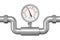 Pressure Gauge Manometer in Industrial Pipe. 3d Rendering