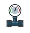 Pressure gauge for measurement. Water fittings. Pipeline for various purposes. Illustration isolated on background