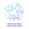 Pressure from media and peers blue gradient concept icon