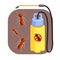 Pressure sprayer for extermination of termites and ants. Colorful cartoon illustration