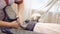 Pressure therapy of legs in cosmetic salon