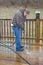 Pressure washing deck