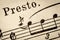 Presto - extremely fast music tempo