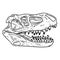 Prestosuchus chiniquensis fossilized skull hand drawn sketch image. Carnivorous pseudosuchians reptile dinosaur fossil