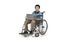 Preteen student with laptop in a wheelchair