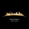 Pretoria South Africa city skyline silhouette black background