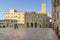 Pretorio Palace and Porcellino Tower, Priori square in a quiet moment of the afternoon, Volterra, Pisa, Tuscany, Italy