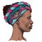 Pretty African American Girl in turban with Paisley. Beautiful black woman. Profile view. Hand draw vector illustration