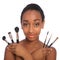 Pretty african american make up artist woman