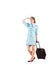 Pretty air hostess pulling suitcase