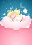 Pretty angel baby sleeping at cloud