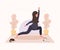 Pretty arab pregnant woman doing yoga, having healthy lifestyle and relaxation. Exercises for girls. Modern vector