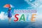 Pretty asian woman with umbrella on monsoon sale