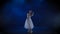 Pretty ballerina in white tutu performing classical ballet. Slow motion.