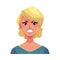 Pretty blond woman, angry facial expression