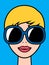Pretty blond woman wearing trendy sunglasses