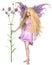 Pretty Blonde Fairy with Purple Flowers