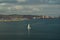 Pretty Boats Sailing In The Bay Seen From The Park Of Cimadevilla In Gijon. Nature, Travel, Holidays, Cities.