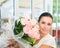 Pretty bride girl with flowers