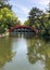 Pretty bridge in a Japanese garden, summer