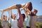 Pretty brunette crowd surfing