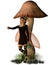 Pretty Brunette Fairy Sheltering Under a Mushroom