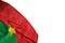 Pretty Burkina Faso flag with large folds lying flat in bottom left corner isolated on white - any celebration flag 3d