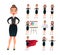 Pretty businesswoman working character set. Sucessful entrepreneur lady in office work situations. Confident young