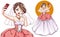 Pretty cartoon bride taking selfie. Girl with brown hair wearing wedding dress and veil