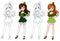 Pretty cartoon girl with red hair wearing leprechaun costume