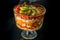Pretty Colorful Layered Salad in a Glass Trifle Bowl