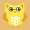 Pretty colourful little owl avatar. Cute animal baby vector illustration