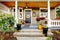 Pretty column porch with wooden ceiling