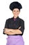 Pretty cook woman with black uniform