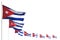 Pretty Cuba isolated flags placed diagonal, photo with bokeh and space for your text - any occasion flag 3d illustration