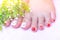 Pretty cute gel acrylic toenail heart shape design